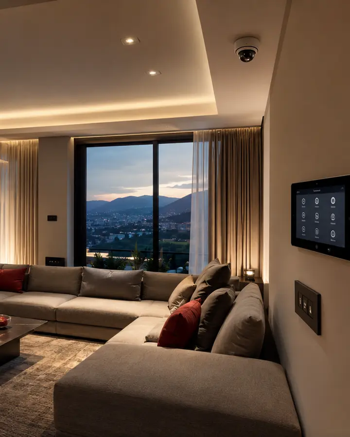 Cortinas motorizadas y control centralizado en una residencia inteligente