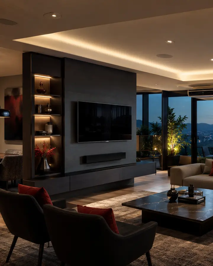 Iluminación inteligente, audio integrado y escenas automatizadas en una residencia